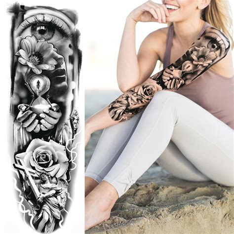 Pegatina De Tatuajes Temporales De Brazo Completo Para Mujeres Hombres