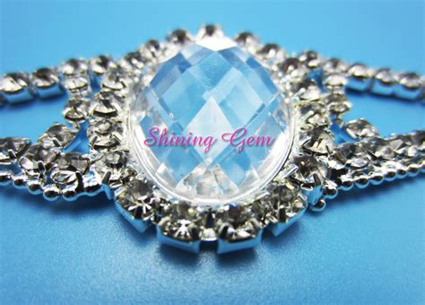 Clothing Ornament Silver Metal Rhinestone Applique Connector Buckle For Bikini Sandal Flip Flops