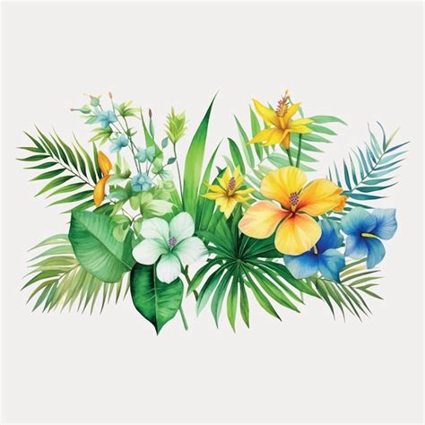 Premium Vector Tropical Floral Arrangement Illustration