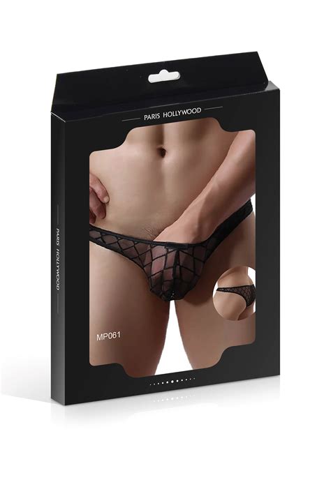 Lingerie Sexy Homme Slip Noir Libertin Transparent