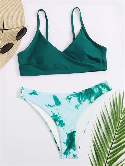 Conjunto De Bikini Envolvente Con Te Ido Anudado Para Verano En La