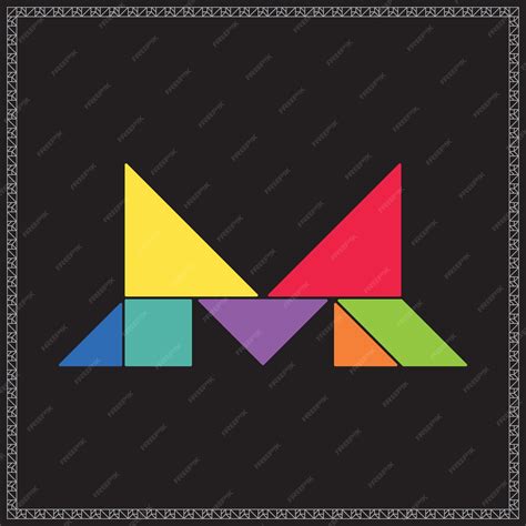 Танграмма головоломка буква М алфавит красочная геометрическая ...