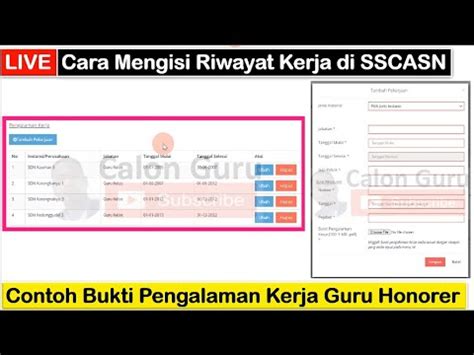 LIVE Cara Mengisi Riwayat Pekerjaan Di SSCASN Dan Contoh Bukti