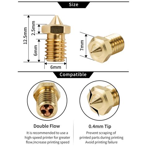 E3D V6 MK8 High Flow Brass Nozzle Optimal 1 75mm Printing Performance