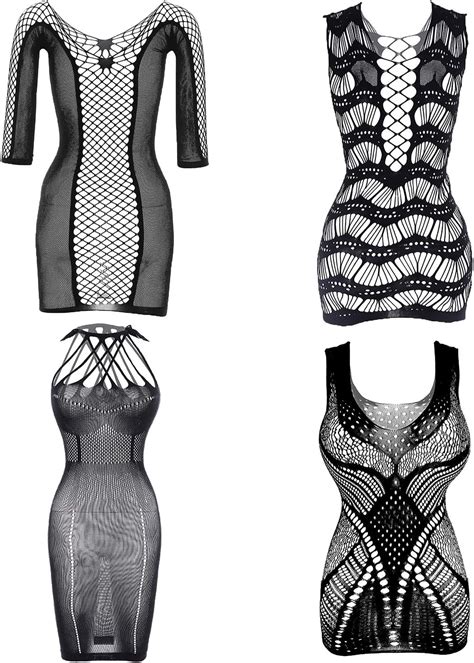 Amazon Olgaa Pairs Women Black Fishnet Sleepwear Bodysuit Lingerie For Date Wearing