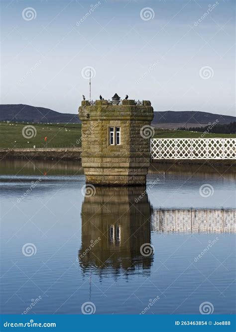 Valve Tower And Steel Bridge In Reservoir Stock Photo Cartoondealer