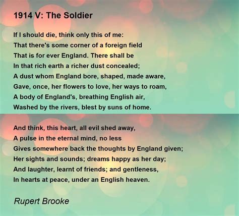 1914 V The Soldier Poem By Rupert Brooke Poem Hunter