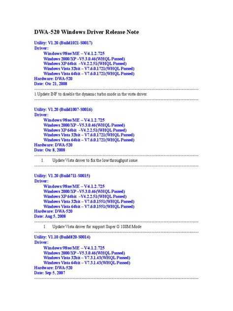 DWA 520 Release Note WW | PDF | Windows Vista | Microsoft Windows