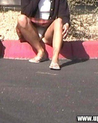 White Cotton Panties Upskirt Shots Caught Curbside Porn Pictures XXX Photos Sex Images