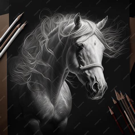 Premium Photo Drawing Of A Horse With A Black Background And Colored