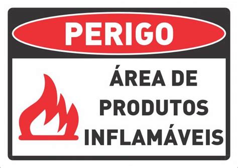 Placa Perigo Rea De Material Inflam Vel X Cm Gl Sinaliza O