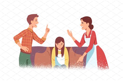 Parents fighting in kid presence | People Illustrations ~ Creative Market