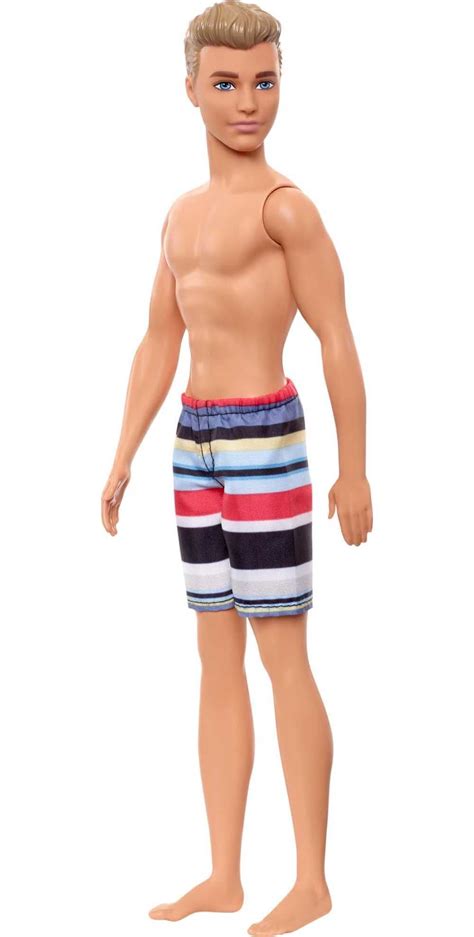 Barbie Ken Beach Doll With Blonde Hair Striped Swimsuit Swim Style Surf Walmart