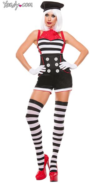 Mime All Mime Costume Sexy Pantomime Costume Flirty Striped Mime Costume