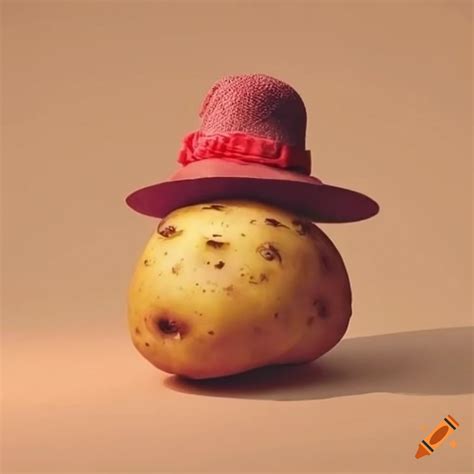 Potato Wearing A Tiny Hat On Craiyon