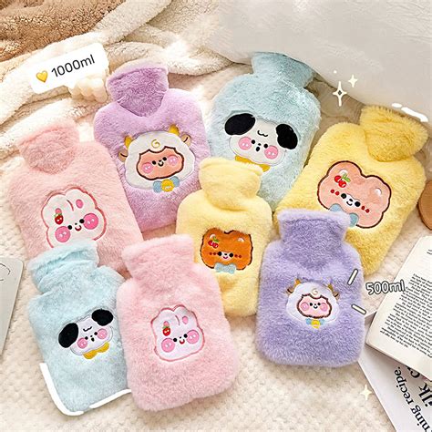 Bobasndm Tummy Warmers Hot Water Bottle Rubber Bag Cute Cartoon Warm Relaxing Safe Heat Cold