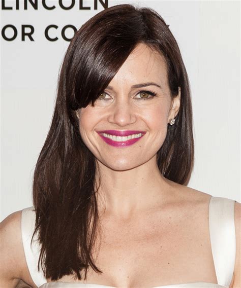 Carla Gugino Long Straight Dark Chocolate Brunette Hairstyle With Side