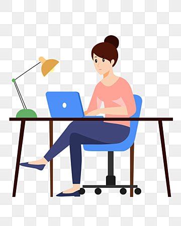Girl Working Clipart Hd Png Vector Cartoon Girl Working Work Team