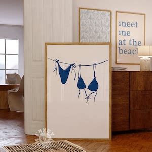 Blue Bikini Digital Print Girly Beach Print Coastal Granddaughter Preppy Aesthetic Coastal