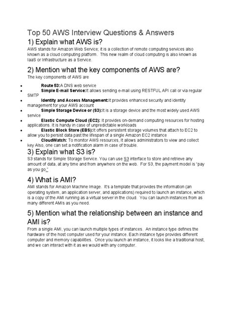 Top 50 Aws Interview Questions And Answers Pdf Amazon Web Services Cloud Computing