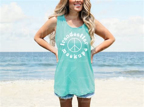 Comfort Colors 9360 Seafoam Tank Mockup Cc9360 Tank Top Outdoor Beach