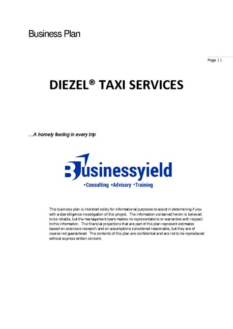 Business-Plan-sample - Page | 1 Business Plan DIEZEL® TAXI SERVICES