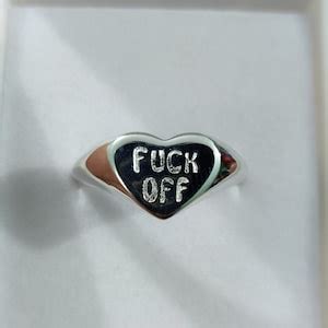 Sweet Heart Fuck Off Ring Heart Signet Ring Engraved Ring Fuck Off Rings Personalized Signet