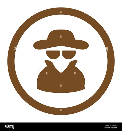 Spy Flat Brown Color Rounded Vector Icon Stock Photo Alamy