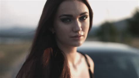 Sexy Brunette Long Black Dress Standing Stock Footage Video 100 Royalty Free 24090682