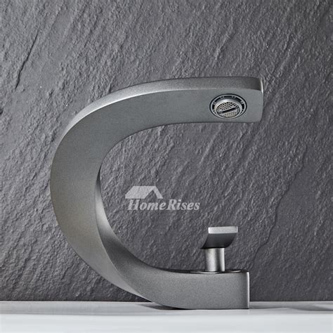 Brass Single Handle Bathroom Faucet Brushed Gold Luxury Gunmetal Grey Hot And Cold Faucet One Hole