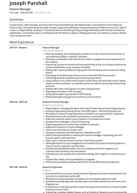 finance resume samples  templates visualcv