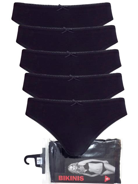 George G3orge BLACK 5 Pack Low Rise Bikini Knickers Size 14