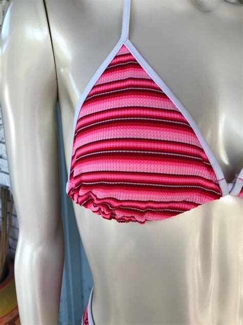 S Pink Stripe String Bikini Gem