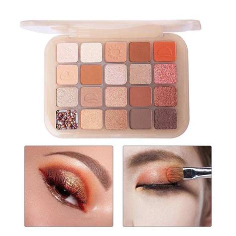 Color Eyeshadow Palette Set Glitter Nude With Highlighter Careline Pinkflash Pigmented Sace