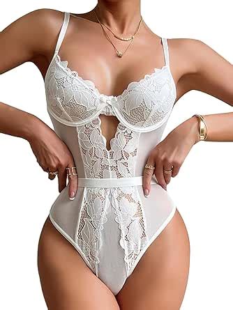 Amazon Ssyyx Women Sexy Teddy Lingerie Lace Bodysuit Snap Crotch One Piece Body Suits
