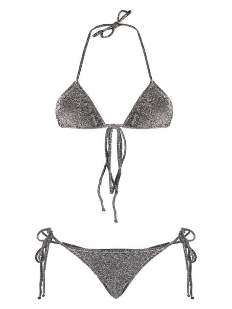 Reina Olga Miami Metallic Effect Bikini Set Silver FARFETCH AO