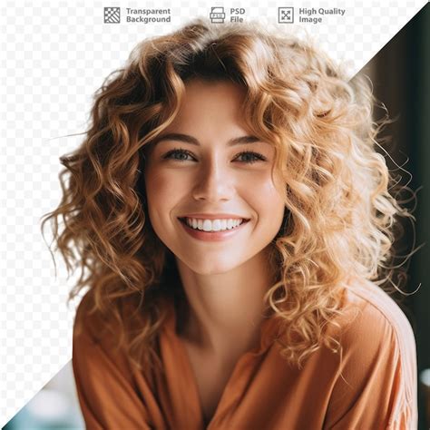 Una Mujer Con Cabello Rizado Sonríe Frente A Una Foto De Una Mujer