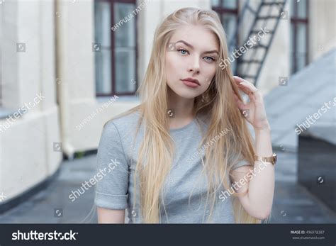 Beautiful Sexy Blonde Girl Long Hair Stock Photo 496978387 Shutterstock