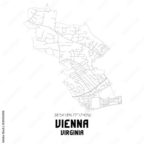 Vienna Virginia Us Street Map With Black And White Lines Stock