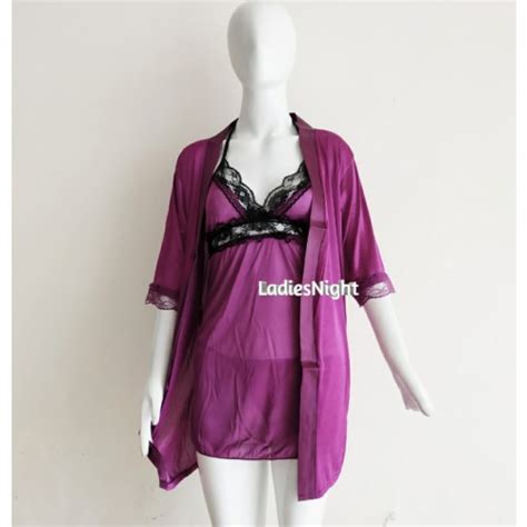 Jual Violet Yuko Set Sexy Nightdress Kimono Lingerie Violet G String Jakarta Barat