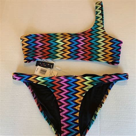 Milly Swim Milly Cabana St Lucia Bikini Multi Color One Shoulder
