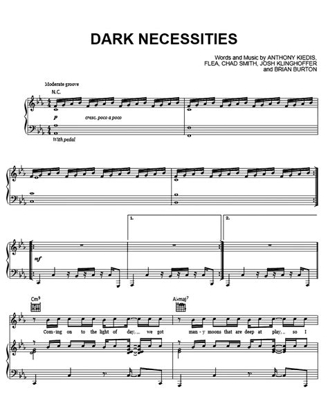 Dark Necessities By Red Hot Chili Peppers Sheet Music Meta Chords