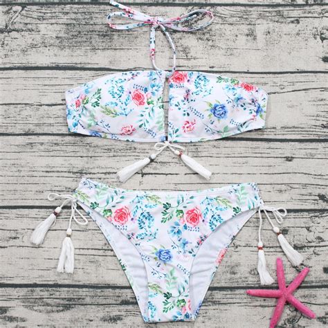 Ethic Style Bikini Girls Swimming Suit Strapless Bikini Tassels Swimwear Custom Swimwear China