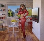 Bladoman Andrea In Hot Red Spandex Suit