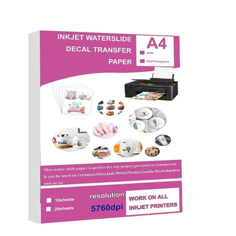 10/20 листов DIY A4 для струйной печати на водной горке, листы ...