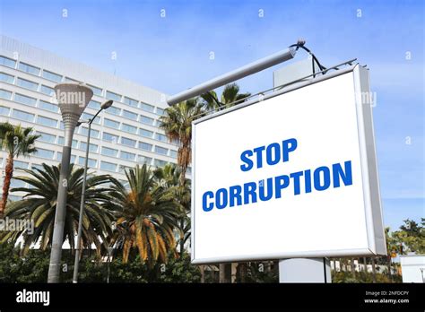 Stop Corruption Billboard Sign Anti Corruption City Poster Stock Photo