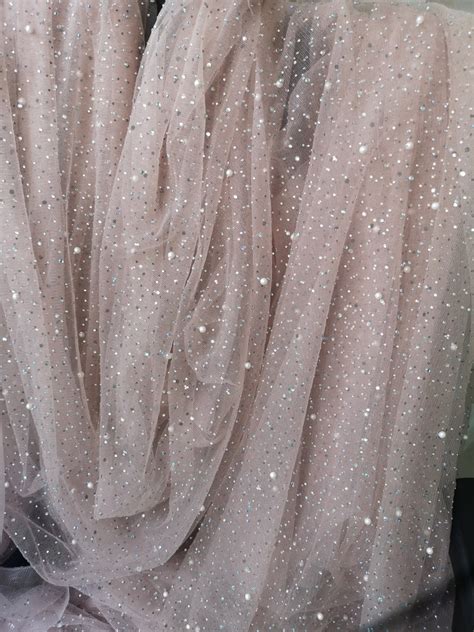 Nude Rhinestone Pearls Lace Fabricbead Mesh Lacesexy Mesh Etsy