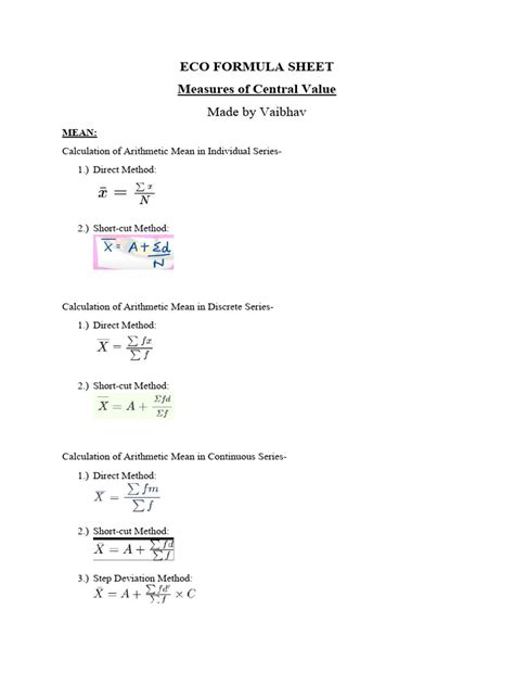 Eco Formula Sheet | PDF