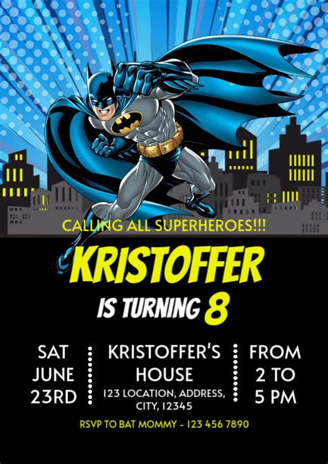 Batman Birthday Party Invitation Template Postermywall