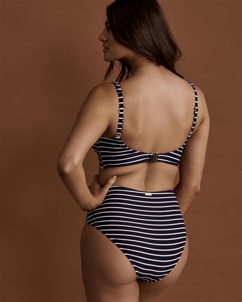 SEA LEVEL CHAMAREL Tie Front Bralette Bikini Top Stripes Bikini Village